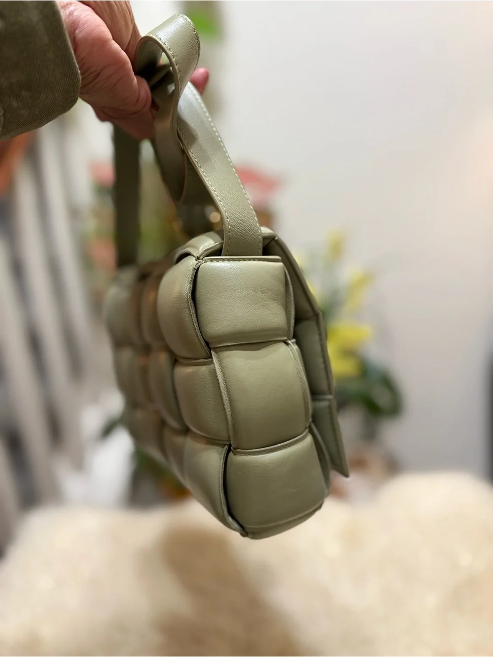 Bottega Veneta Padded Cassette Intrecciato Crossbody in Sage Green